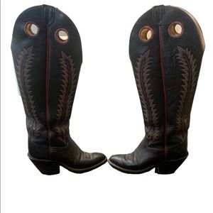 Vintage Tony Lama Tall Leather Cowboy Boots Size 6